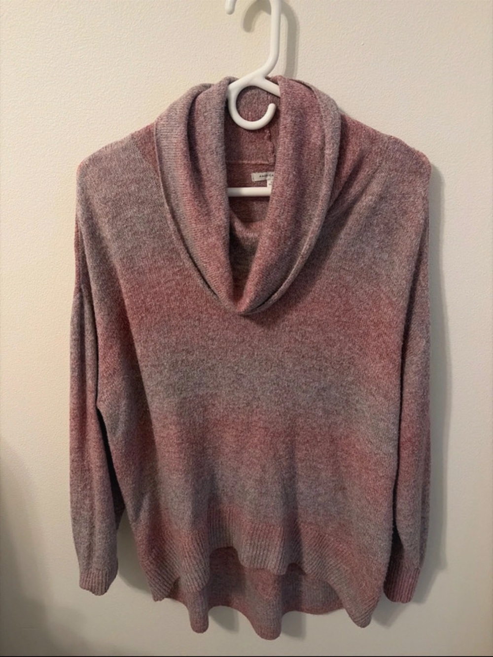 American Eagle Outfitters Ombre Cowl Neck Sweater in Pink and Gray